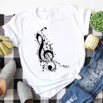 Új Kawaii Music Note nyomtatott póló női csípő nyári rövid ujjú póló Női divat Harajuku fehér felsők póló pólók