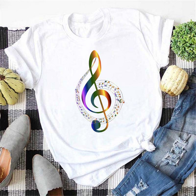 Új Kawaii Music Note nyomtatott póló női csípő nyári rövid ujjú póló Női divat Harajuku fehér felsők póló pólók