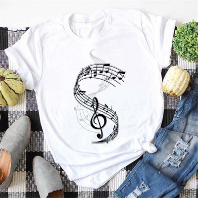 Új Kawaii Music Note nyomtatott póló női csípő nyári rövid ujjú póló Női divat Harajuku fehér felsők póló pólók