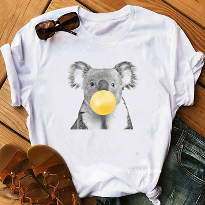 Női pólók harajuku kawaii Rágógumi Zsiráf Koala Nyúl állatmintás vicces pólók női nyári felső női pólók