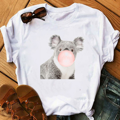Női pólók harajuku kawaii Rágógumi Zsiráf Koala Nyúl állatmintás vicces pólók női nyári felső női pólók