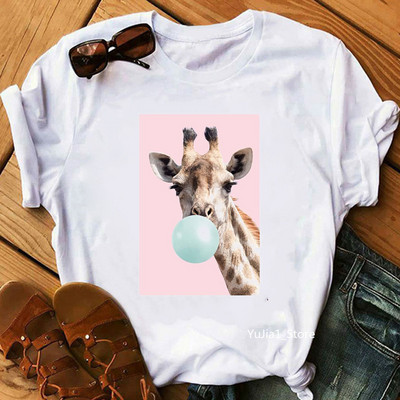 Női pólók harajuku kawaii Rágógumi Zsiráf Koala Nyúl állatmintás vicces pólók női nyári felső női pólók