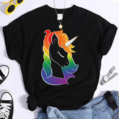 Unicorn Pride póló Női Esztétikus pólók Ruhák Lgbt Szivárványmintás Kawaii Vicces női pólók Felsők Camiseta