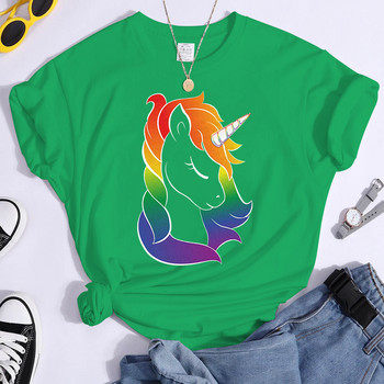 Μπλουζάκι Unicorn Pride Γυναικεία μπλουζάκια αισθητικής Ρούχα Lgbt Rainbow Print Kawaii Funny γυναικεία μπλουζάκια Tops Camiseta