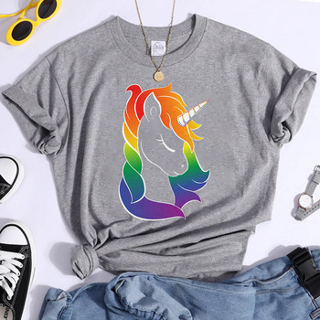 Μπλουζάκι Unicorn Pride Γυναικεία μπλουζάκια αισθητικής Ρούχα Lgbt Rainbow Print Kawaii Funny γυναικεία μπλουζάκια Tops Camiseta