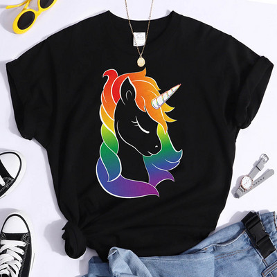 Unicorn Pride póló Női Esztétikus pólók Ruhák Lgbt Szivárványmintás Kawaii Vicces női pólók Felsők Camiseta