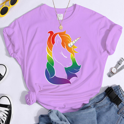 Unicorn Pride póló Női Esztétikus pólók Ruhák Lgbt Szivárványmintás Kawaii Vicces női pólók Felsők Camiseta
