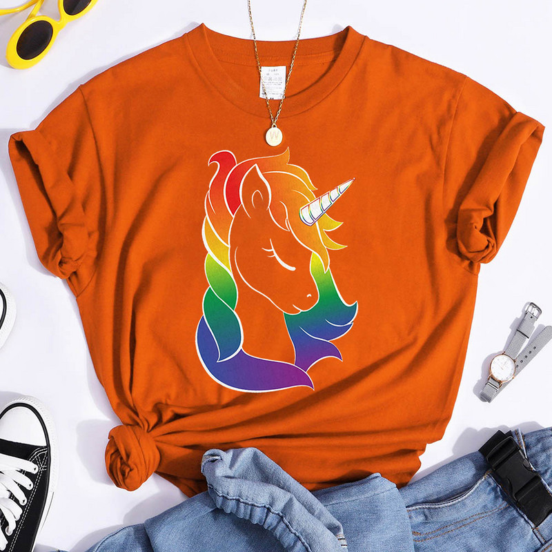 Tricou Unicorn Pride Tricouri estetice pentru femei Haine Lgbt Imprimare curcubeu Kawaii Tricouri amuzante pentru femei Topuri Camiseta