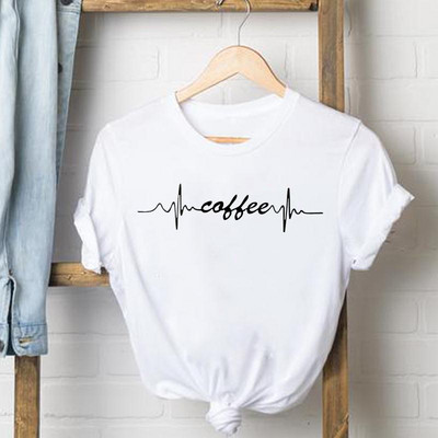 Leopard Coffee Love 90-es évek felső rövid ujjú alkalmi póló Női ruhák Divatos póló Nyári női pólók Grafikus pólók