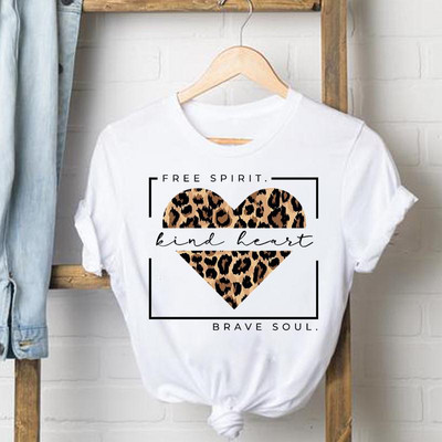 Leopard Coffee Love 90-es évek felső rövid ujjú alkalmi póló Női ruhák Divatos póló Nyári női pólók Grafikus pólók