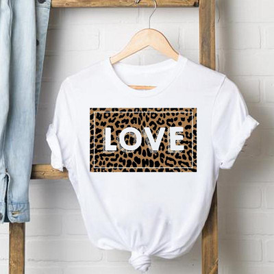 Leopard Coffee Love 90-es évek felső rövid ujjú alkalmi póló Női ruhák Divatos póló Nyári női pólók Grafikus pólók