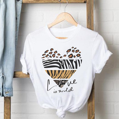 Leopard Coffee Love 90-es évek felső rövid ujjú alkalmi póló Női ruhák Divatos póló Nyári női pólók Grafikus pólók