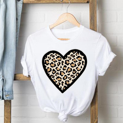 Leopard Coffee Love 90-es évek felső rövid ujjú alkalmi póló Női ruhák Divatos póló Nyári női pólók Grafikus pólók