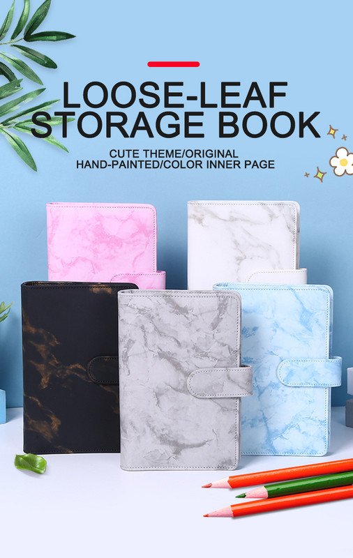 A5 A6 marmurinis rožinis PU segtuvas užrašų knygelė „pasidaryk pats“ segtuvų sąsiuvinio viršelis dienoraštis.