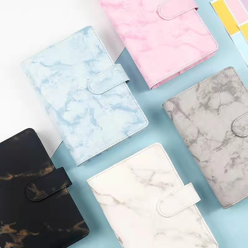 A5 A6 marmurinis rožinis PU segtuvas užrašų knygelė „pasidaryk pats“ segtuvų sąsiuvinio viršelis dienoraštis.