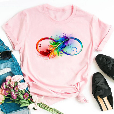 Rainbow Butterfly nyomott póló női fekete póló 90-es évek női aranyos grafikus póló Női nő nyári O-nyakú pólók felsők