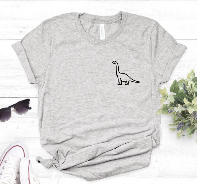 buzunar cu dinozaur Imprimat Tricou Femei Casual Bumbac Hipster Tricou amuzant pentru Lady Top Tricou 6 Culori Drop Ship BA-36