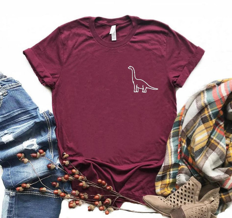 buzunar cu dinozaur Imprimat Tricou Femei Casual Bumbac Hipster Tricou amuzant pentru Lady Top Tricou 6 Culori Drop Ship BA-36