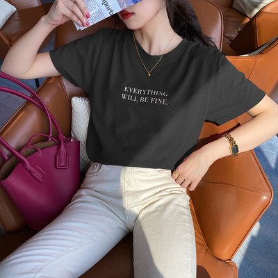 Pólók Női Laza Egyszerű Mujer De Moda Diákok Cukorka Szín Camisetas Női Kereknyakú Alkalmi koreai stílusú nyári utcai ruha