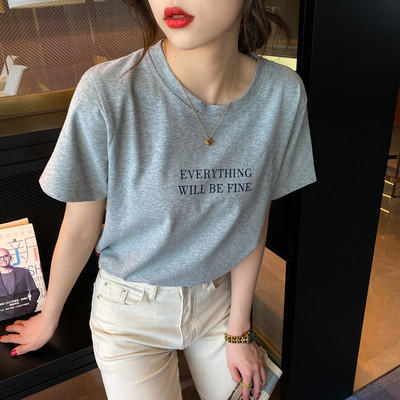 Pólók Női Laza Egyszerű Mujer De Moda Diákok Cukorka Szín Camisetas Női Kereknyakú Alkalmi koreai stílusú nyári utcai ruha