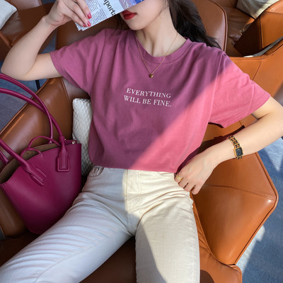 Pólók Női Laza Egyszerű Mujer De Moda Diákok Cukorka Szín Camisetas Női Kereknyakú Alkalmi koreai stílusú nyári utcai ruha
