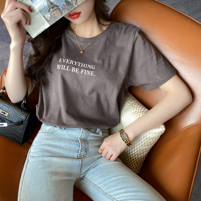 Pólók Női Laza Egyszerű Mujer De Moda Diákok Cukorka Szín Camisetas Női Kereknyakú Alkalmi koreai stílusú nyári utcai ruha