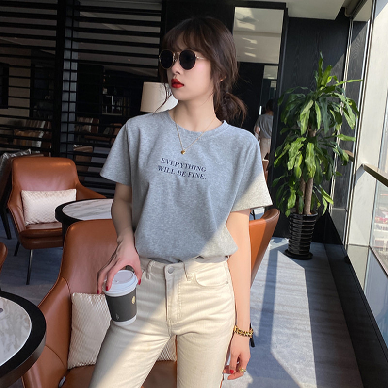 T-krekli Sieviešu brīvs, vienkāršs Mujer De Moda Students Candy Color Camisetas Sieviešu apaļš kakla ikdienišķs korejiešu stila vasaras ielas apģērbs