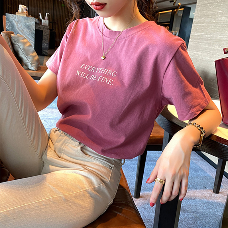 T-krekli Sieviešu brīvs, vienkāršs Mujer De Moda Students Candy Color Camisetas Sieviešu apaļš kakla ikdienišķs korejiešu stila vasaras ielas apģērbs