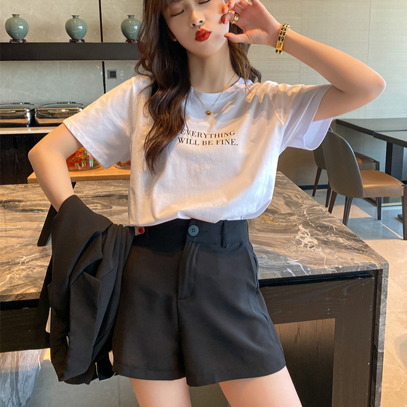 T-krekli Sieviešu brīvs, vienkāršs Mujer De Moda Students Candy Color Camisetas Sieviešu apaļš kakla ikdienišķs korejiešu stila vasaras ielas apģērbs