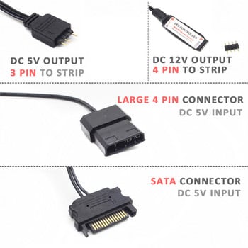 DC 5V 3Pin SATA RGB контролер Molex 4Pin PC компютърен контролер за осветление на пиксели за WS2812B адресируеми LED светлинни ленти