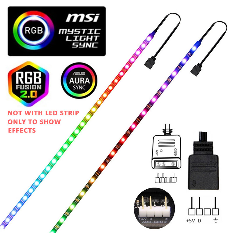 DC 5V 3Pin SATA RGB valdiklis Molex 4Pin kompiuterio korpuso apšvietimo pikselių valdiklis, skirtas WS2812B adresuotoms LED šviesos juostoms
