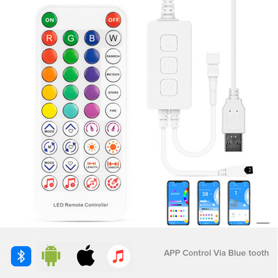 WS2811 WS2812B vezérlő Zene Bluetooth alkalmazás IR38 gombok beépített mikrofon WS2812-hez Címezhető Wifi Alexa Google IOS Android 5V-24V