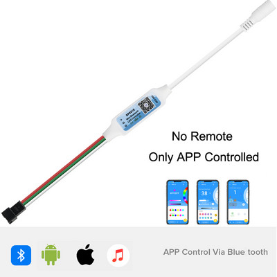 WS2811 WS2812B vezérlő Zene Bluetooth alkalmazás IR38 gombok beépített mikrofon WS2812-hez Címezhető Wifi Alexa Google IOS Android 5V-24V
