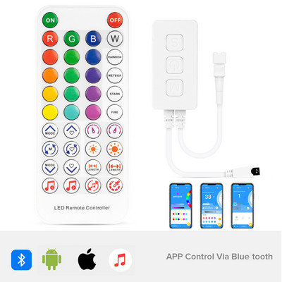 WS2811 WS2812B vezérlő Zene Bluetooth alkalmazás IR38 gombok beépített mikrofon WS2812-hez Címezhető Wifi Alexa Google IOS Android 5V-24V