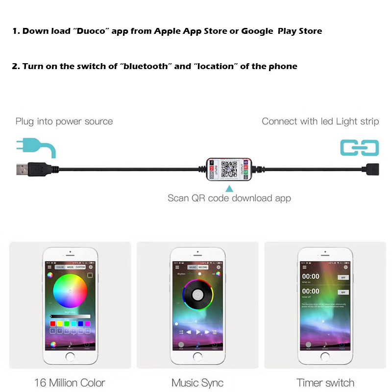 Mini Wireless Bluetoothiga ühilduv LED-ribavalgusti RGB-kontroller Dimmer juhtimiseks USB 5V DC 12V 24V Muusika 5050 Värviline lint