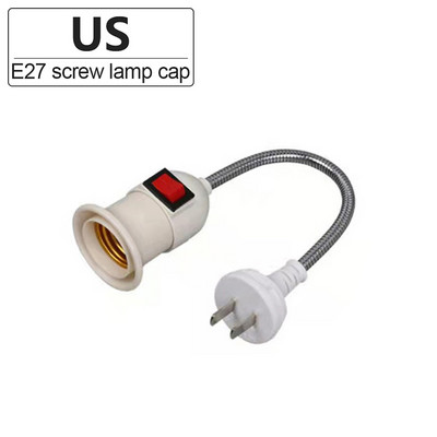 E27 foglalatú lámpa izzótartó lámpa foglalat kapcsolóval EU US UK dugós lámpatartó Energiatakarékos LED asztali lámpa Led alap lámpa aljzat