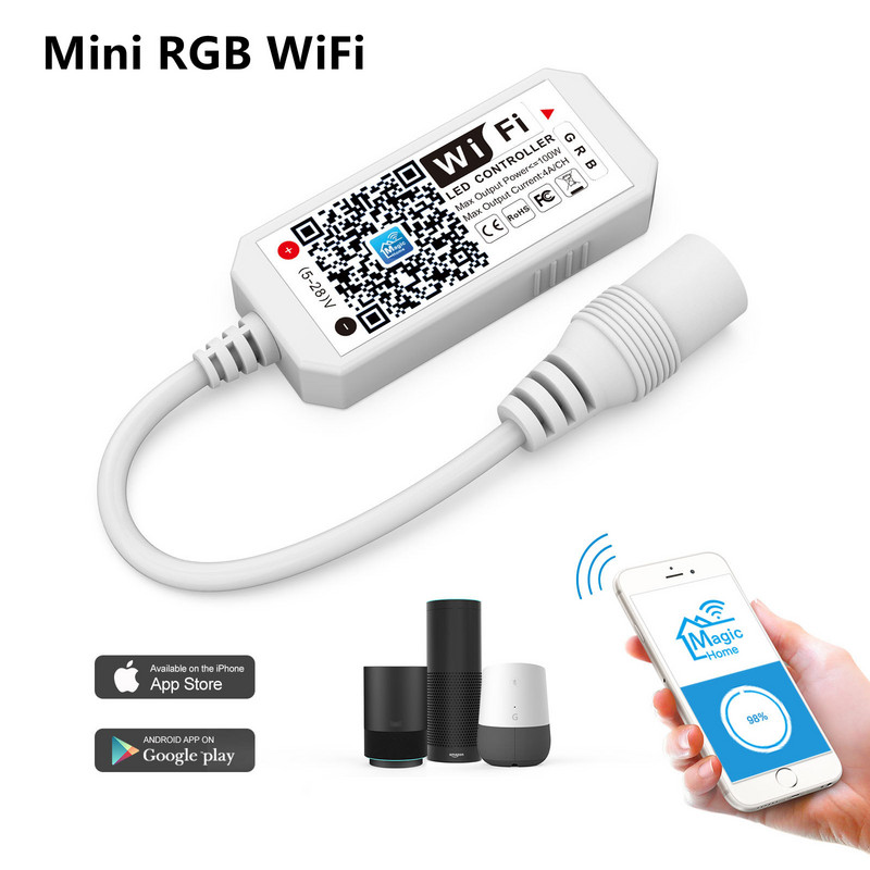 Magic Home DC5V 12V 24V Bluetooth-kompatibilis vezeték nélküli WiFi vezérlő, RGB/RGBW IR RF LED vezérlő WS2811 WS2812 LED szalaghoz