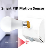 ÚJ 110V-240V Smart PIR indukciós infravörös mozgásérzékelő E27 LED lámpa talptartó világítással Vezérlő kapcsoló Izzó foglalat adapter