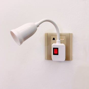 E27 Основа на лампата Стенен Гъвкав държач Огъване Мобилен EU Light Socket Електрическа крушка Аксесоар за осветление Адаптер Щепсел с ключ