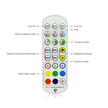 DC12V Bluetooth APP Ελεγκτής RGB 4 ακίδων 1 έως 1 ή 1 έως 2 Έξυπνος ελεγκτής LED με τηλεχειριστήριο Για λωρίδα LED RGB