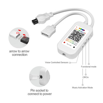 DC12V Bluetooth APP Ελεγκτής RGB 4 ακίδων 1 έως 1 ή 1 έως 2 Έξυπνος ελεγκτής LED με τηλεχειριστήριο Για λωρίδα LED RGB