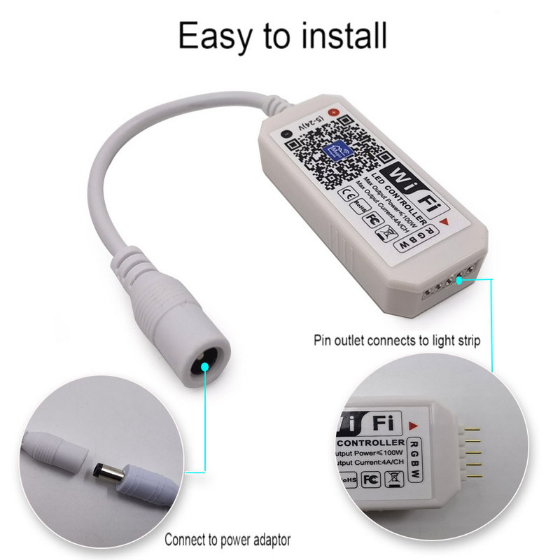 Magic Home Mini RGB RGBW WiFi vezérlő DC12-24V LED szalagos panelhez, fényidőzítési funkció 16 millió szín okostelefonos vezérlés