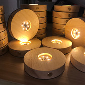 Új fa LED-es fénykijelző talp USB újratölthető kristályüveg műgyanta műdísz fa éjszakai lámpatalp tartó kijelzőállvány