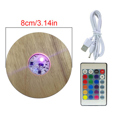 Új fa LED-es fénykijelző talp USB újratölthető kristályüveg műgyanta műdísz fa éjszakai lámpatalp tartó kijelzőállvány