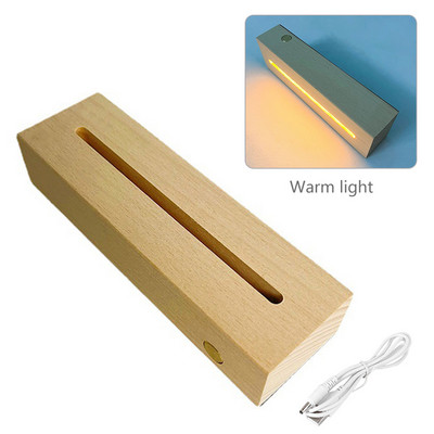 Új fa LED-es fénykijelző talp USB újratölthető kristályüveg műgyanta műdísz fa éjszakai lámpatalp tartó kijelzőállvány