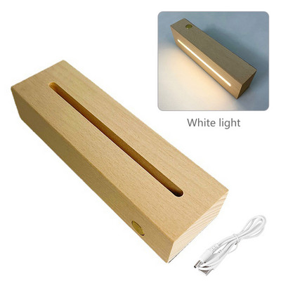 Új fa LED-es fénykijelző talp USB újratölthető kristályüveg műgyanta műdísz fa éjszakai lámpatalp tartó kijelzőállvány