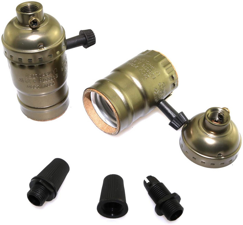 Grensk Retro Antik Lámpatalp E27 Vintage Alumínium lámpatartó Csavaros LED-es izzók foglalat 4 Szín kapcsoló illesztő adapterrel