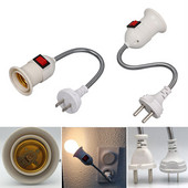 EU/US Plug E27 Lámpatalp Fali Flexibilis Tartó Világító Aljzat Átalakító Alapok Be/Ki 28CM Könyvlámpa Adapter Dugó Kapcsoló