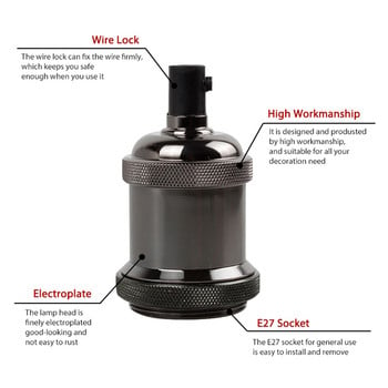 E27 Λαμπτήρας Vintage E26 Edison Λαμπτήρας Βάση Βίδα Λαμπτήρας Βάση Αλουμινίου Φωτιστικό 110V 220V Πρίζα Βιομηχανική ρετρό κρεμαστό λυχνία