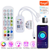 Tuya intelligens vezérlő LED RGB szalagfény szalagos fényerő-szabályozóhoz DC12V IR távirányító Bluetooth APP Wifi vezérlés Dolgozzon az Alexa Google Home segítségével